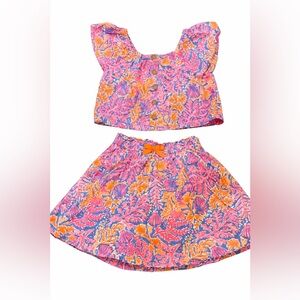 Tommy Bahama Girls 2pc Skirt Set Coral Reef Print Top Skirt Size 7